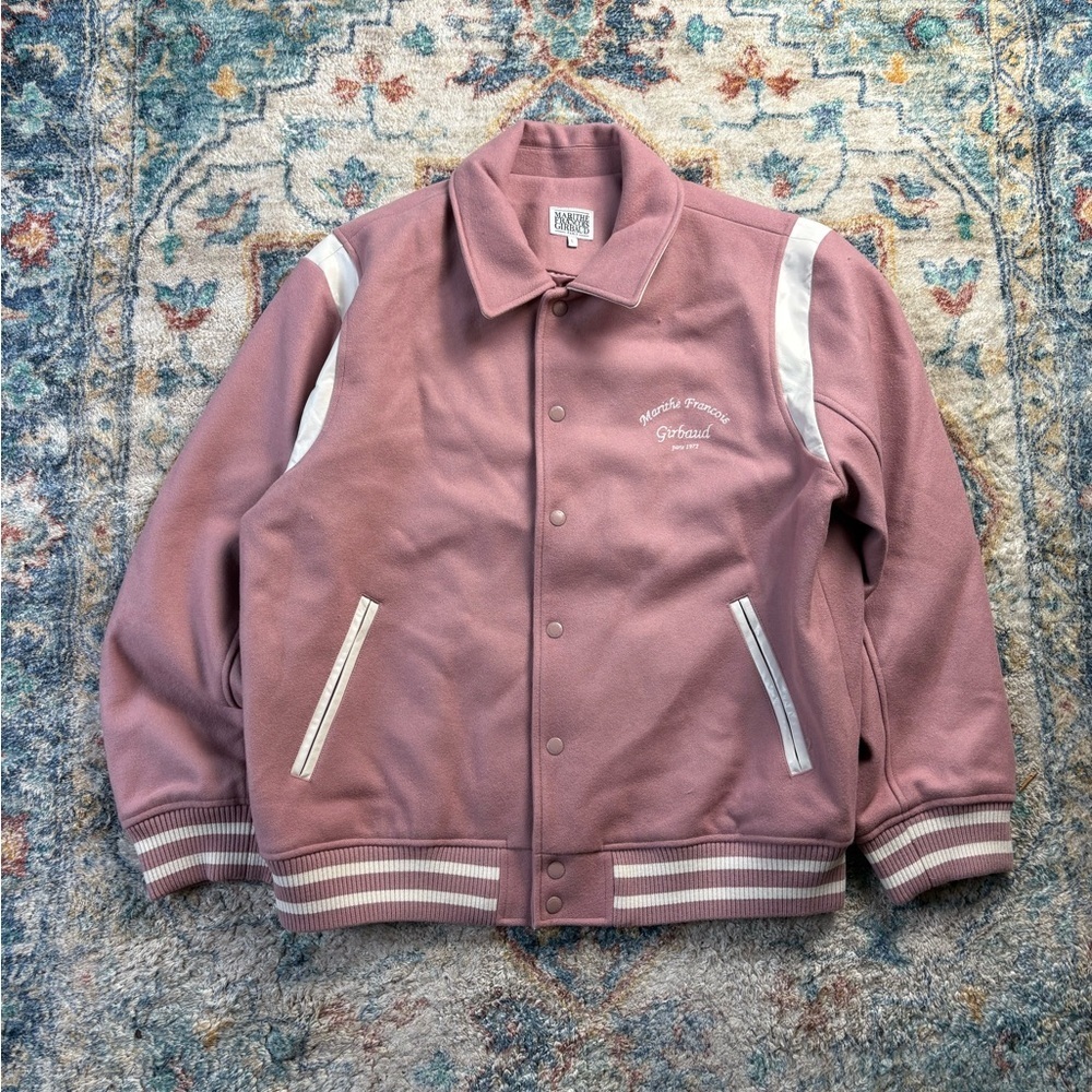 Marithe & Francois Gribaud Pink Wool Varsity Jacket Large